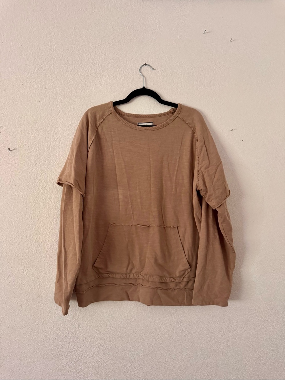 Rebel James & Charli Deconstructed Layered Sweatshirt – Tan – XL